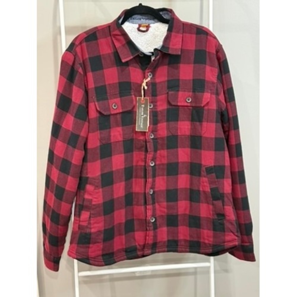 NWT Tailor Vintage Men Buffalo Plaid Sherpa Lined Shirt Jacket L‎ Rugged Outdoor